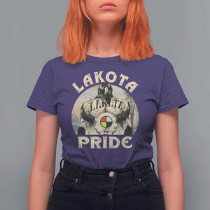 Native American T Shirt For Women Lakota Pride Medicine Wheel Cow Skull TS11 Purple Print Your Wear