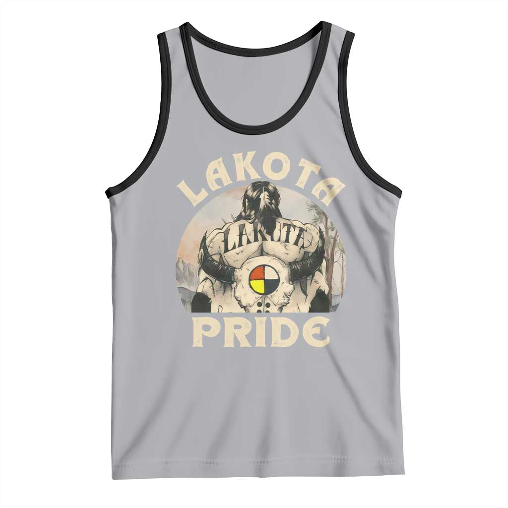 Native American Tank Top Lakota Pride Medicine Wheel Cow Skull TS11 Athletic Heather Black Print Your Wear