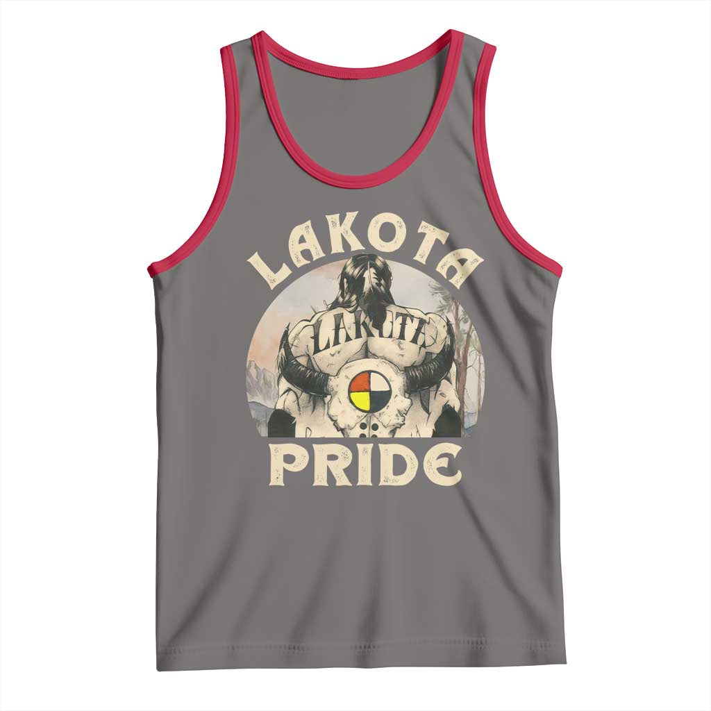 Native American Tank Top Lakota Pride Medicine Wheel Cow Skull TS11 Deep Heather Red Print Your Wear