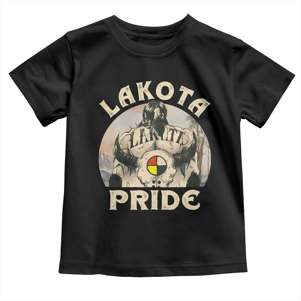 Native American Toddler T Shirt Lakota Pride Medicine Wheel Cow Skull TS11 Black Print Your Wear