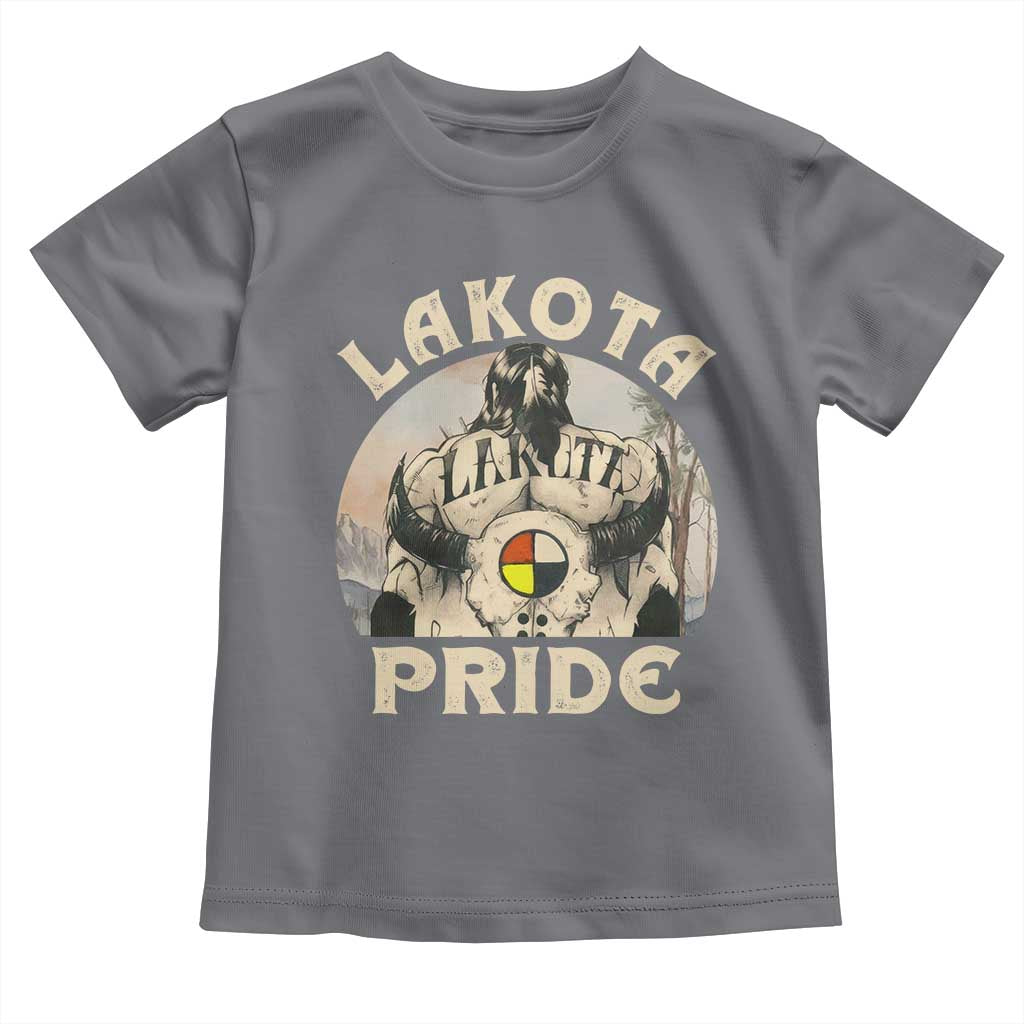 Native American Toddler T Shirt Lakota Pride Medicine Wheel Cow Skull TS11 Charcoal Print Your Wear