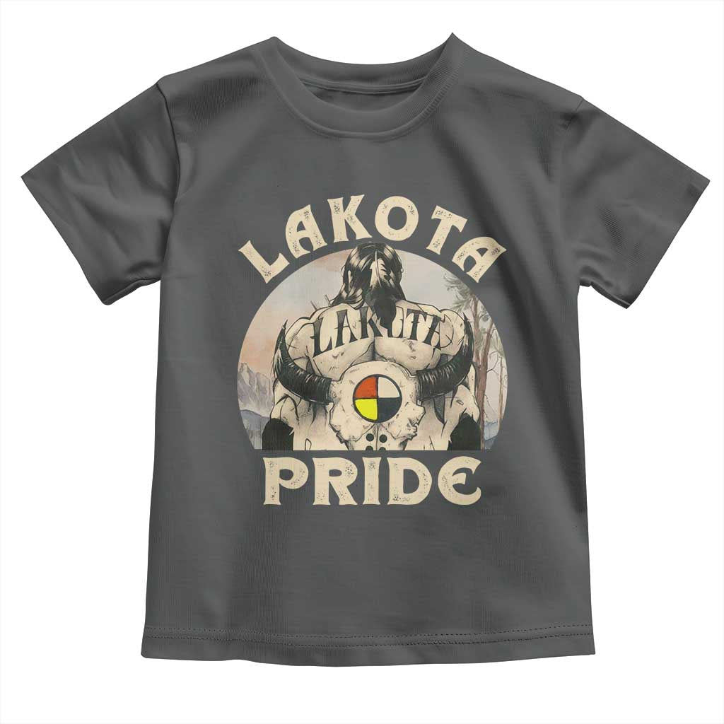 Native American Toddler T Shirt Lakota Pride Medicine Wheel Cow Skull TS11 Dark Heather Print Your Wear