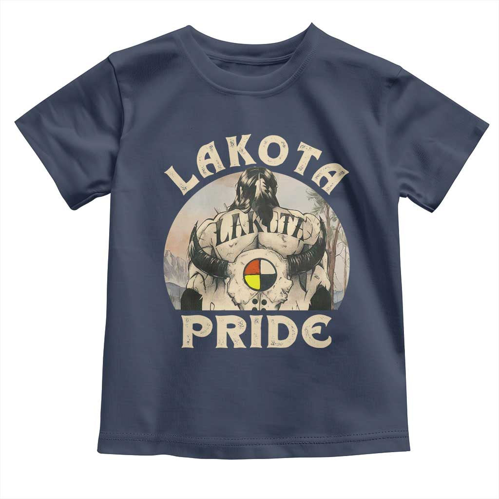 Native American Toddler T Shirt Lakota Pride Medicine Wheel Cow Skull TS11 Navy Print Your Wear