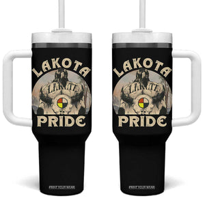 Native American Tumbler With Handle Lakota Pride Medicine Wheel Cow Skull TS11 One Size: 40 oz Black Print Your Wear