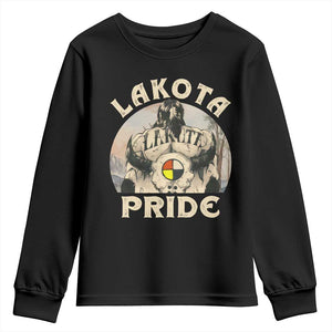 Native American Youth Sweatshirt Lakota Pride Medicine Wheel Cow Skull TS11 Black Print Your Wear
