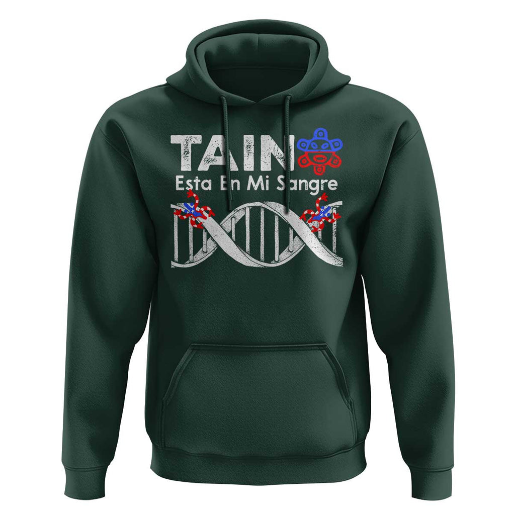 Boricua Hoodie Taino Esta En Mi Sangre Frog Puerto TS11 Dark Forest Green Print Your Wear