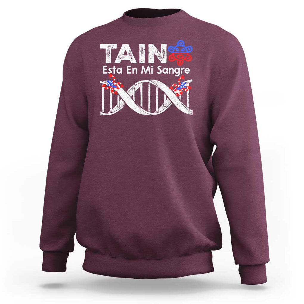 Boricua Sweatshirt Taino Esta En Mi Sangre Frog Puerto TS11 Maroon Print Your Wear