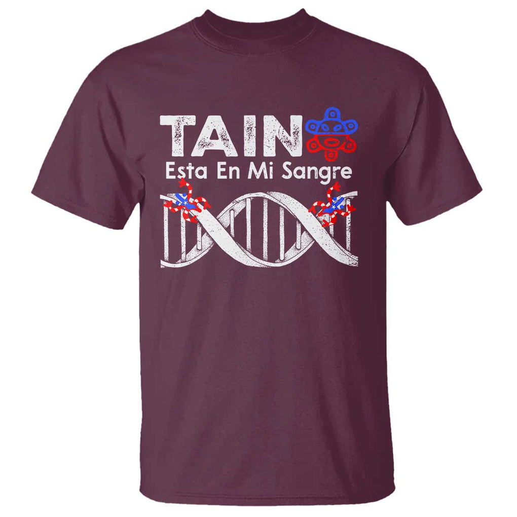 Boricua T Shirt Taino Esta En Mi Sangre Frog Puerto TS11 Maroon Print Your Wear