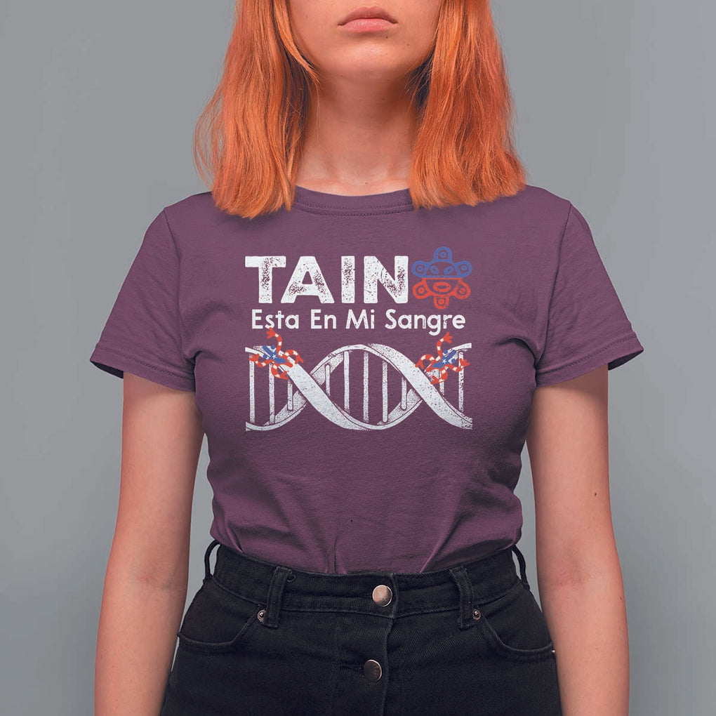 Boricua T Shirt For Women Taino Esta En Mi Sangre Frog Puerto TS11 Maroon Print Your Wear