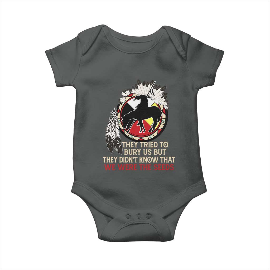Native American Baby Onesie They Tried To Bury Us But They Didn't Know That Medicine Wheel TS11 Dark Heather Print Your Wear