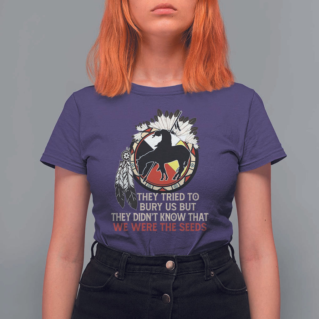 Native American T Shirt For Women They Tried To Bury Us But They Didn't Know That Medicine Wheel TS11 Purple Print Your Wear