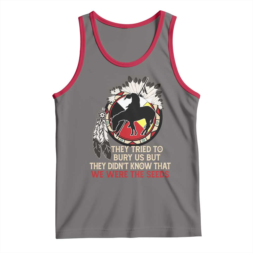 Native American Tank Top They Tried To Bury Us But They Didn't Know That Medicine Wheel TS11 Deep Heather Red Print Your Wear