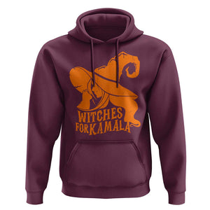 Harris Supporter 2024 Hoodie Witches For Kamala Cat Witch Hat TS11 Maroon Print Your Wear