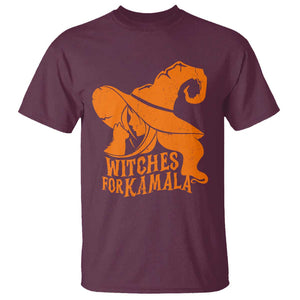Harris Supporter 2024 T Shirt Witches For Kamala Cat Witch Hat TS11 Maroon Print Your Wear