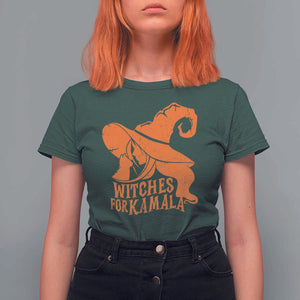 Harris Supporter 2024 T Shirt For Women Witches For Kamala Cat Witch Hat TS11 Dark Forest Green Print Your Wear