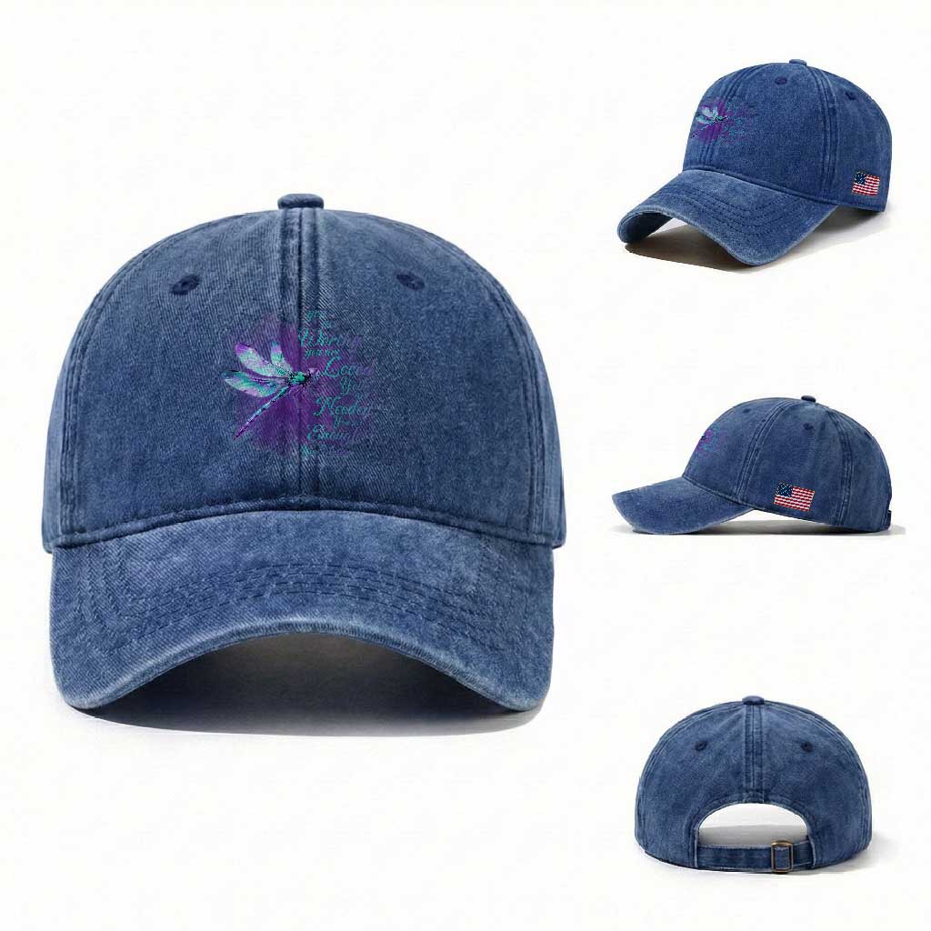 Suicide Prevention Awareness Washed Cotton Baseball Cap You Are Worthy Loved Needed Enough Dragonfly