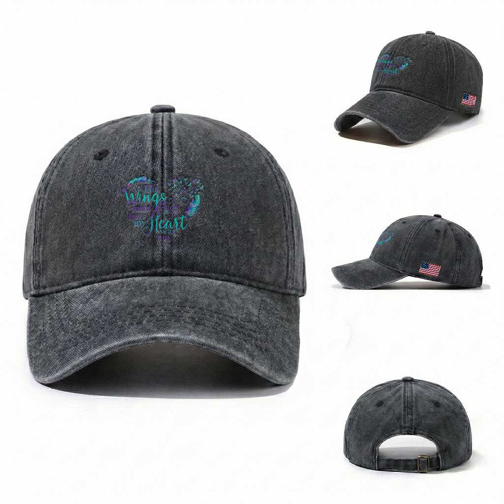 Suicide Prevention Awareness Washed Cotton Baseball Cap His Wings Were Ready But My Heart Was Not Feathers
