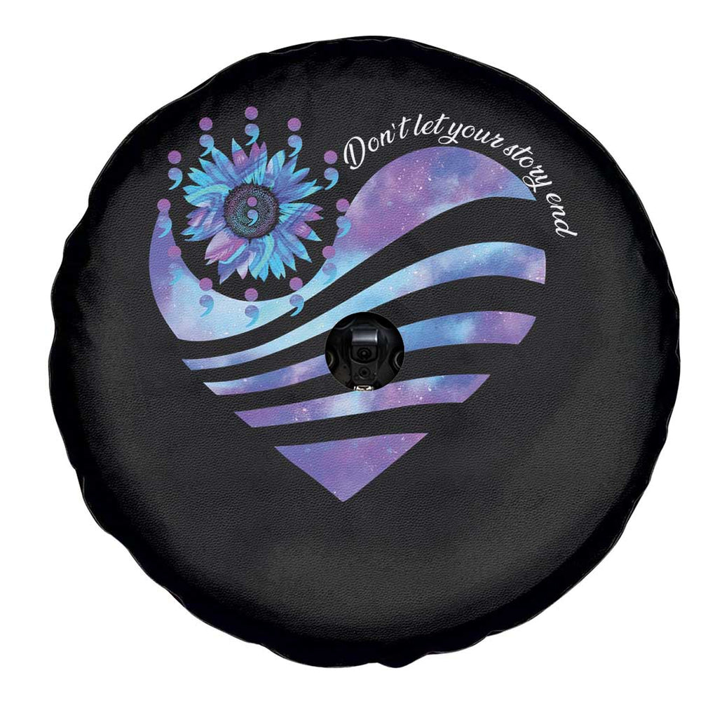 Suicide Prevention Awareness Spare Tire Cover Don't Let Your Story End Heart Semicolon Sunflower TS11 Print Your Wear