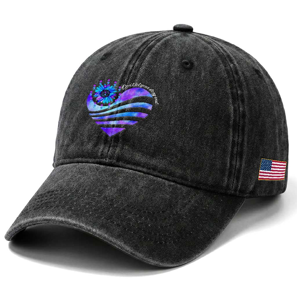 Suicide Prevention Awareness Washed Cotton Baseball Cap Don't Let Your Story End Heart Semicolon Sunflower