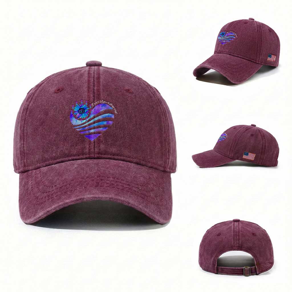 Suicide Prevention Awareness Washed Cotton Baseball Cap Don't Let Your Story End Heart Semicolon Sunflower