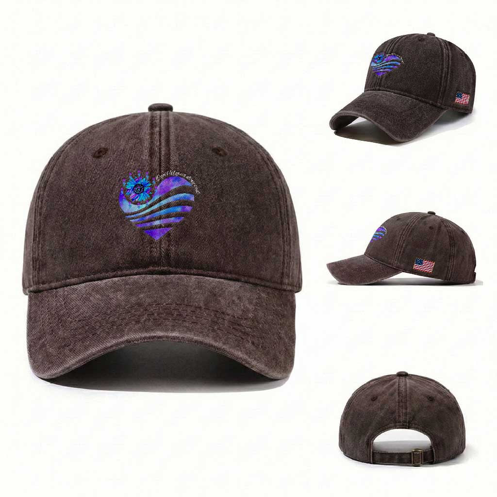 Suicide Prevention Awareness Washed Cotton Baseball Cap Don't Let Your Story End Heart Semicolon Sunflower