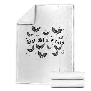 Funny Halloween Bat Shit Crazy Throw Blanket Horror Gothic Coquette Bat TS11 White Print Your Wear
