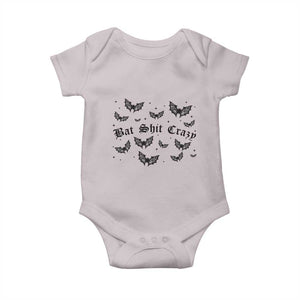 Funny Halloween Bat Shit Crazy Baby Onesie Horror Gothic Coquette Bat TS11 Ice Gray Print Your Wear