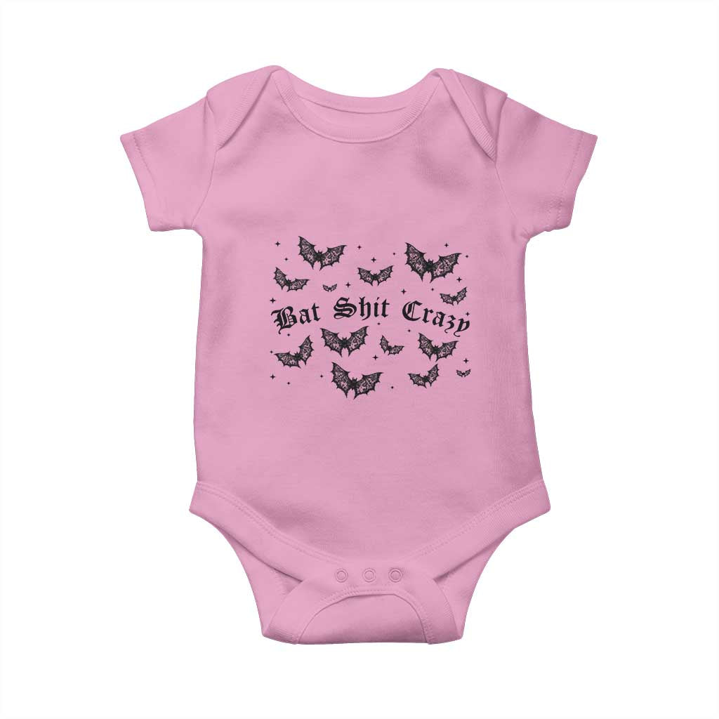 Funny Halloween Bat Shit Crazy Baby Onesie Horror Gothic Coquette Bat TS11 Light Pink Print Your Wear