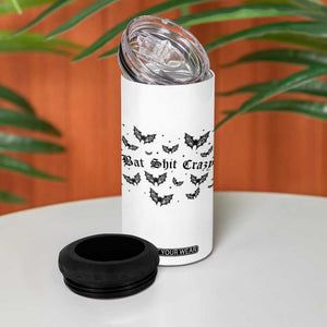 Funny Halloween Bat Shit Crazy 4 in 1 Can Cooler Tumbler Horror Gothic Coquette Bat TS11 Print Your Wear