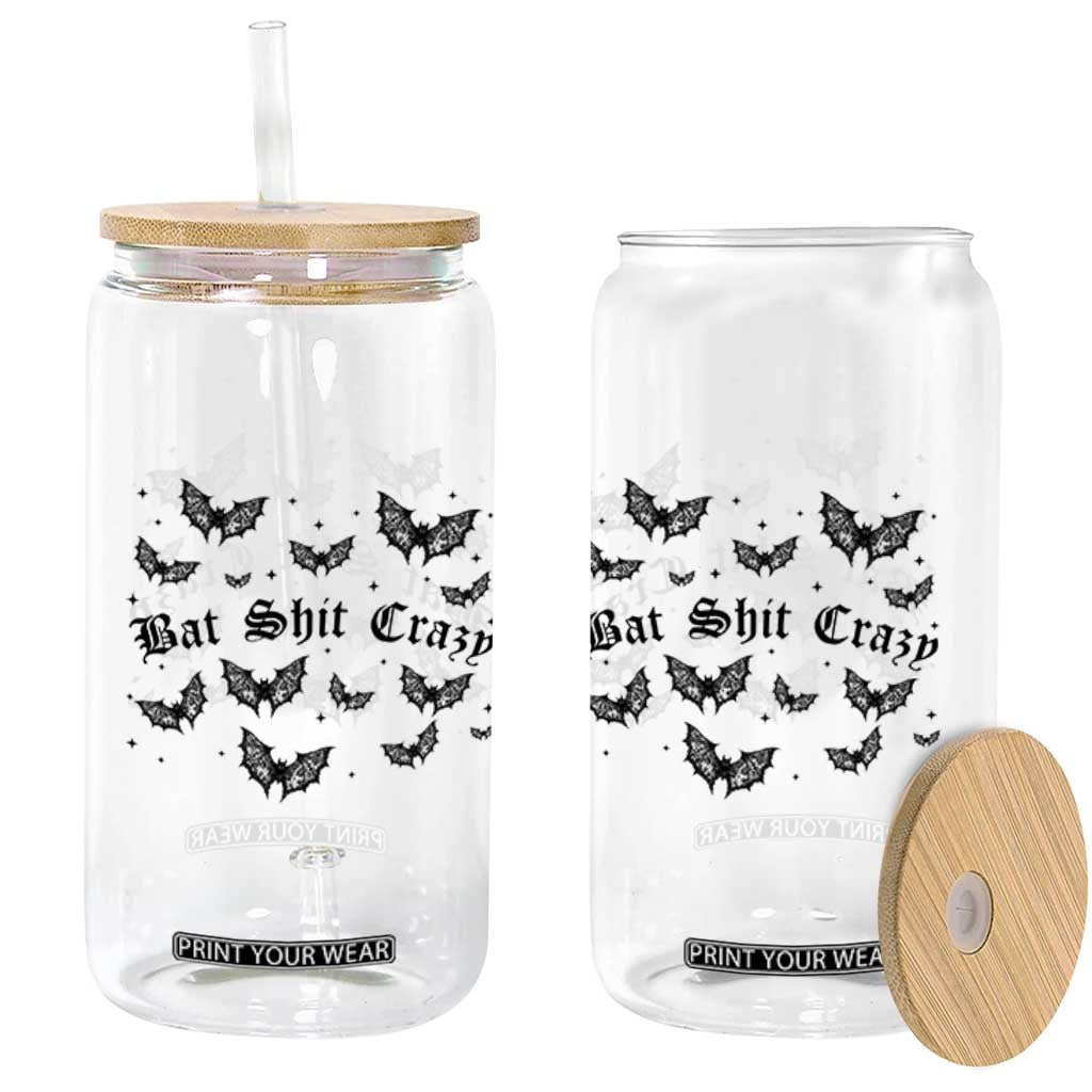 Funny Halloween Bat Shit Crazy Glass Can Horror Gothic Coquette Bat TS11 Print Your Wear