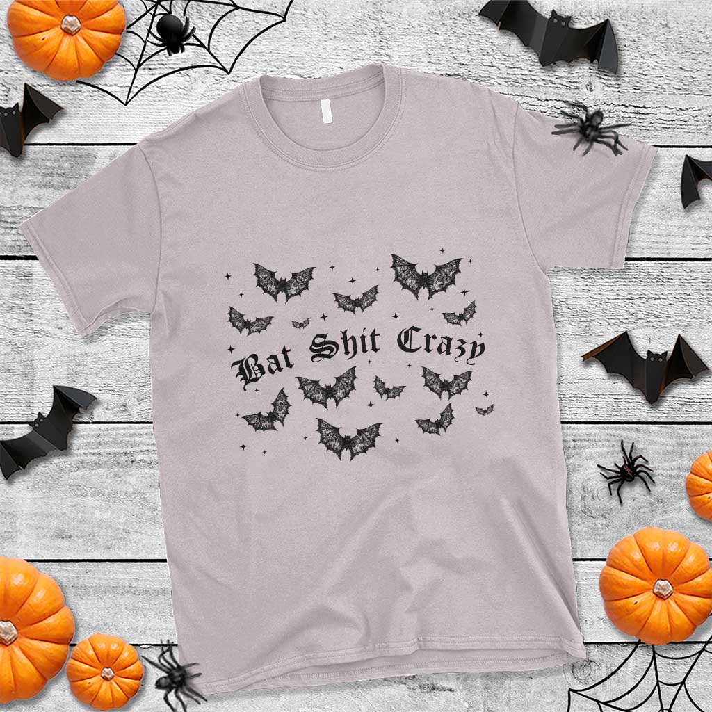Funny Halloween Bat Shit Crazy T Shirt Horror Gothic Coquette Bat TS11 Ice Gray Print Your Wear