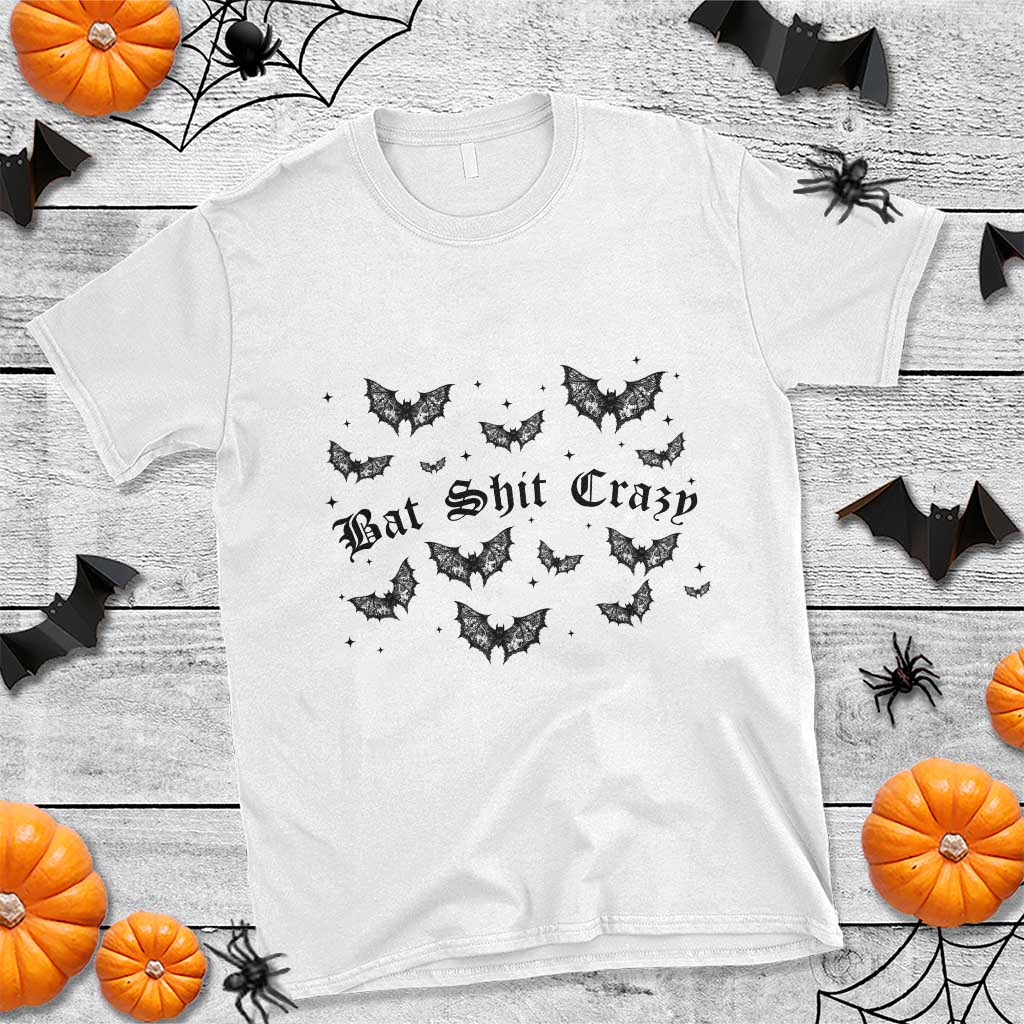 Funny Halloween Bat Shit Crazy T Shirt Horror Gothic Coquette Bat TS11 White Print Your Wear