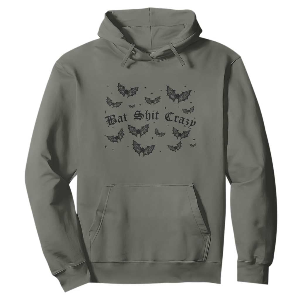 Funny Halloween Bat Shit Crazy Hoodie Horror Gothic Coquette Bat TS11 Military Green Print Your Wear