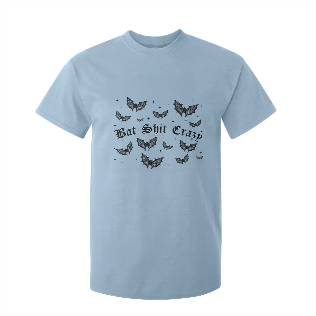 Funny Halloween Bat Shit Crazy T Shirt For Kid Horror Gothic Coquette Bat TS11 Light Blue Print Your Wear