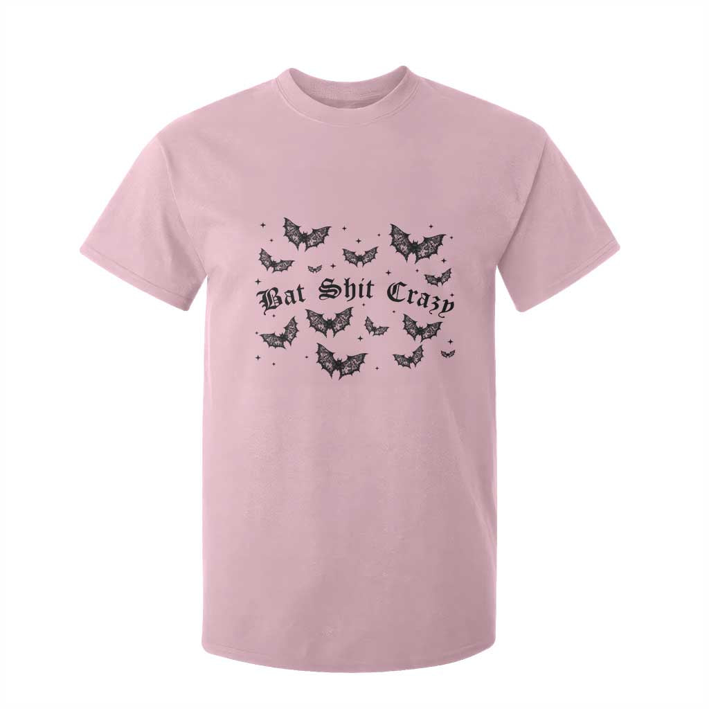 Funny Halloween Bat Shit Crazy T Shirt For Kid Horror Gothic Coquette Bat TS11 Light Pink Print Your Wear