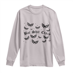 Funny Halloween Bat Shit Crazy Long Sleeve Shirt Horror Gothic Coquette Bat TS11 Ice Gray Print Your Wear