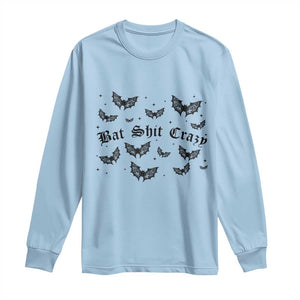 Funny Halloween Bat Shit Crazy Long Sleeve Shirt Horror Gothic Coquette Bat TS11 Light Blue Print Your Wear