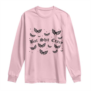 Funny Halloween Bat Shit Crazy Long Sleeve Shirt Horror Gothic Coquette Bat TS11 Light Pink Print Your Wear
