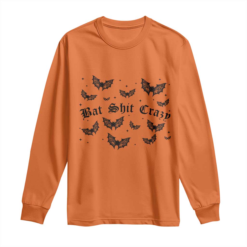 Funny Halloween Bat Shit Crazy Long Sleeve Shirt Horror Gothic Coquette Bat TS11 Orange Print Your Wear