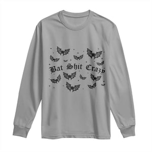Funny Halloween Bat Shit Crazy Long Sleeve Shirt Horror Gothic Coquette Bat TS11 Sport Gray Print Your Wear