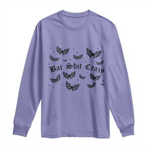 Funny Halloween Bat Shit Crazy Long Sleeve Shirt Horror Gothic Coquette Bat TS11 Violet Print Your Wear