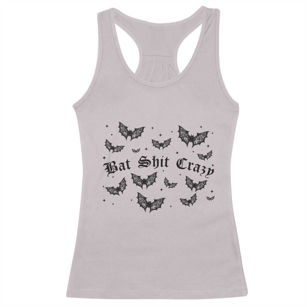 Funny Halloween Bat Shit Crazy Racerback Tank Top Horror Gothic Coquette Bat TS11 Ice Gray Print Your Wear