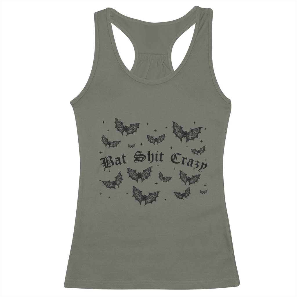 Funny Halloween Bat Shit Crazy Racerback Tank Top Horror Gothic Coquette Bat TS11 Military Green Print Your Wear