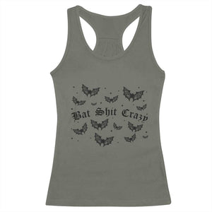 Funny Halloween Bat Shit Crazy Racerback Tank Top Horror Gothic Coquette Bat TS11 Military Green Print Your Wear