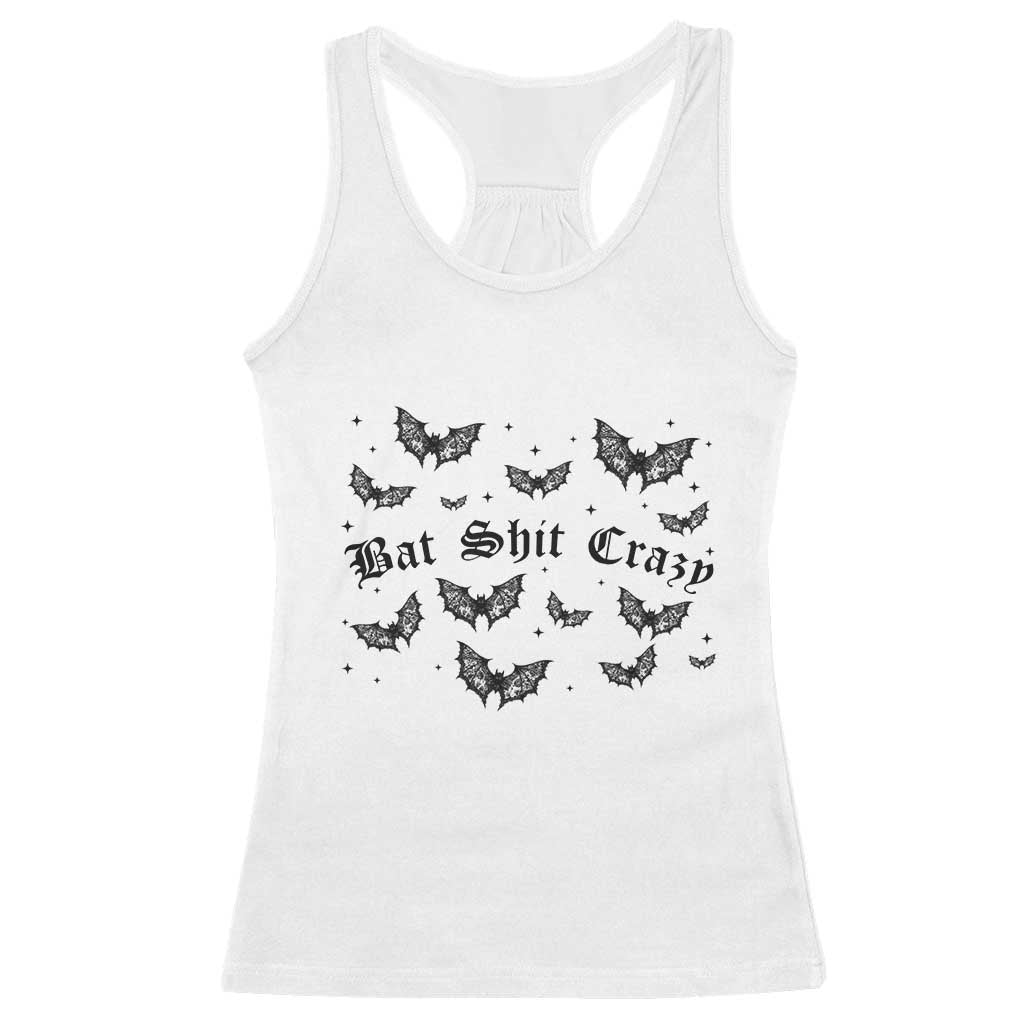 Funny Halloween Bat Shit Crazy Racerback Tank Top Horror Gothic Coquette Bat TS11 White Print Your Wear