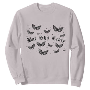 Funny Halloween Bat Shit Crazy Sweatshirt Horror Gothic Coquette Bat TS11 Ice Gray Print Your Wear