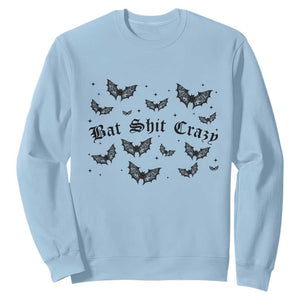 Funny Halloween Bat Shit Crazy Sweatshirt Horror Gothic Coquette Bat TS11 Light Blue Print Your Wear