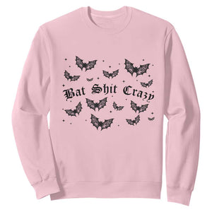 Funny Halloween Bat Shit Crazy Sweatshirt Horror Gothic Coquette Bat TS11 Light Pink Print Your Wear