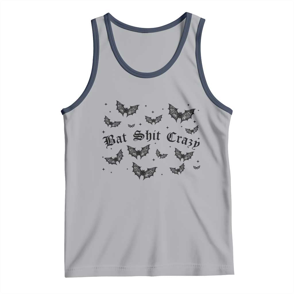 Funny Halloween Bat Shit Crazy Tank Top Horror Gothic Coquette Bat TS11 Athletic Heather Navy Print Your Wear