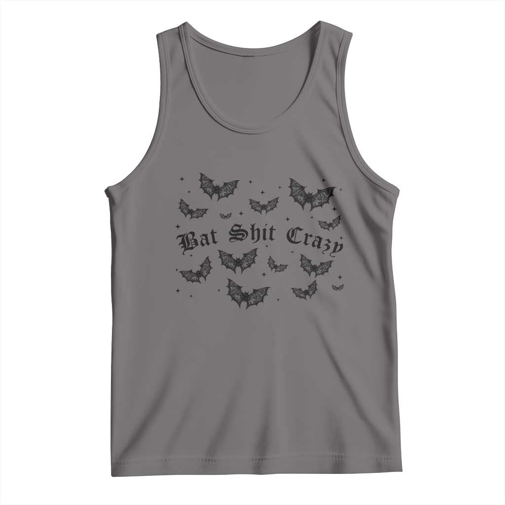 Funny Halloween Bat Shit Crazy Tank Top Horror Gothic Coquette Bat TS11 Deep Heather Print Your Wear